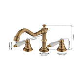 HeritageFlow Waterfall Basin Tap – Antique Brass 3-Hole Bathroom Faucet | Classic Dual-Handle Mixer
