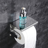 LoftEdge Toilet Roll Holder with Shelf – Aluminium Wall-Mounted Bathroom Organiser | Modern Space-Saving Storage