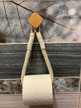 HangEasy Rope Towel & Toilet Paper Holder – Boho-Style, No-Drill Wall-Mount Organizer