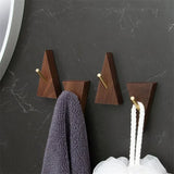Aurivane Geometric Wall Hook – Solid Wood & Brass Hanging Hook | Modern Minimalist Key & Coat Holder
