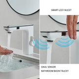 PureSense TouchFree Digital Sensor Faucet – Smart White Motion-Activated Bathroom Sink Mixer with LED Temperature Display