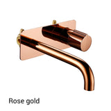 RoseVanta Wall Mount Bathroom Faucet – Brushed Rose Gold Brass Basin Mixer | Hot & Cold Water Faucet | Modern Wall-Mounted Vanity Faucet with Ceramic Cartridge