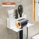 AeroNest Wall-Mount Hair Dryer Organiser – No-Drill Bathroom Storage Holder | Dual-Tier Design with Cable Management