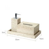 Bellaverto Beige Travertine Bathroom Accessory Set – Natural Stone Spa Collection | Luxury Marble Bathroom Décor