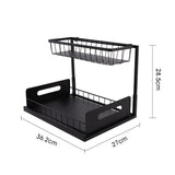 Auralith AquaStor Double-Layer Sink Organiser – Extendable Under-Sink Storage Rack | Reinforced Pull-Out Kitchen Cabinet System