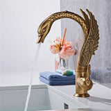 Aurelia Swan Waterfall Basin Mixer – Luxury Gold Brass Bathroom Faucet | Elegant Single Lever Sink Tap