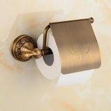 IronCrest Vintage Toilet Roll Holder – Antique Black Wall-Mounted Bathroom Accessory with Engraved Metal Finish