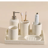 KaoriStone Wabi-Sabi Bathroom Accessories Set – Natural Stone Spa Collection | Minimalist Luxury Vanity Décor