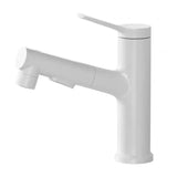 PureGlide Pull-Out Basin Mixer – White Brushed Bathroom Faucet | Modern Brass Sink Tap