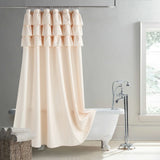Elowen LinenSpa Shower Curtain – Waterproof Boho Farmhouse Bathroom Curtain with Textured Fabric & Metal Eyelets | Beige & Ivory Luxury Finish