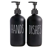 Veloura Matte Black Soap Dispenser Set – 500ml Refillable Pump Bottles for Kitchen & Bathroom | Modern Minimalist Countertop Storage