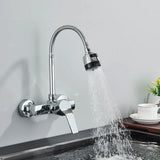 FlexJet Pro Wall Kitchen Mixer – 360° Swivel Faucet with Dual Spray Modes | Flexible Stainless Steel Sink Tap
