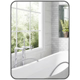 NoirEdge Framed Bathroom Mirror – 610 × 813 mm Black Metal Wall Mirror | Modern HD Vanity Design