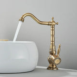 HeritageFlow Pull-Out Bronze Kitchen Faucet – Retro Antique Solid Brass Single-Handle Sink Mixer with Swivel & Retractable Spout