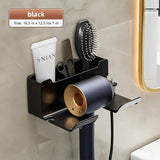 AeroNest Wall-Mount Hair Dryer Organiser – No-Drill Bathroom Storage Holder | Dual-Tier Design with Cable Management
