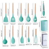 MaisonChef Silicone Utensil Set – 12-Piece Wooden Handle Cooking Tools | Heat-Resistant Kitchen Essentials
