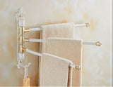 Aurora Foldable Towel Rail – Brushed Gold Aluminium Holder | Antique Engraved Luxury Bathroom Storage