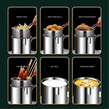 KuroKrisp Japanese Fry Pot – 304 Stainless Steel Tempura Pan Set | Oil-Saving Deep Fry Cooker