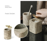 Valdore Emperador Marble Bathroom Accessories Set – 7-Piece Natural Stone Luxury Collection | Spa-Inspired Bathroom Décor