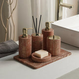 Aurello Red Travertine Bathroom Accessories Collection – Natural Stone Spa Luxury | Vintage Bathroom Décor