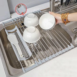 DryNest Foldable Dish Rack – 304 Stainless Steel Kitchen Drying Organiser | Space-Saving Sink & Counter Rack