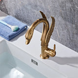 Aurelia Swan Waterfall Basin Mixer – Luxury Gold Brass Bathroom Faucet | Elegant Single Lever Sink Tap