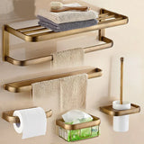 ImperialCraft Antique Brass Bathroom Hardware Set – 5-Piece Vintage Wall-Mounted Bathroom Accessory Collection