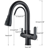 PureFlow Pro Kitchen Mixer Tap – Black Pull-Out Faucet with Filtered Water System | 360° Swivel Sink Mixer