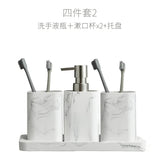 MarbleLuxe 4-Piece Bathroom Accessory Collection – Resin Marble Effect Countertop Set | Luxury Bathroom Organisation
