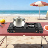 CampChef Duo 2-Burner Camping Stove – 2.5kW Butane/LPG Gas Cooker | Piezo Ignition | Griddle Tray & Carry Case