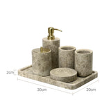 Valdore Emperador Marble Bathroom Accessories Set – 7-Piece Natural Stone Luxury Collection | Spa-Inspired Bathroom Décor