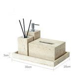 Bellaverto Beige Travertine Bathroom Accessory Set – Natural Stone Spa Collection | Luxury Marble Bathroom Décor