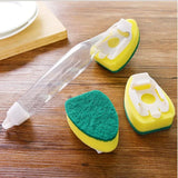 BristleFlow Soap-Release Dish Brush Kit – Refillable Kitchen Scrubber with Replaceable Sponge Heads | Eco-Friendly Cleaning Tool