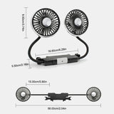 RoadBreeze Duo Twin-Head Car Fan – 3-Speed Adjustable Air Circulator | USB-C Powered | Integrated LED Lighting