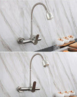 FlexiArc Wall Kitchen Mixer Tap – Stainless Steel 360° Swivel Faucet | Flexible Hot & Cold Sink Tap
