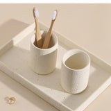 KaoriStone Wabi-Sabi Bathroom Accessories Set – Natural Stone Spa Collection | Minimalist Luxury Vanity Décor