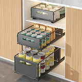 GlideStore Pull-Out Cabinet Organisers – Sliding Metal Kitchen Storage Drawers | Space-Saving Pantry & Spice Rack Set