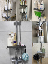AeroMount Shower Storage Shelf – Drill-Free Aluminium Bathroom Organiser | Double Layer Caddy with Towel Rail