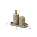 Valdore Emperador Marble Bathroom Accessories Set – 7-Piece Natural Stone Luxury Collection | Spa-Inspired Bathroom Décor