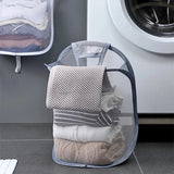 Eloria FlexiStore Foldable Hanging Laundry Basket – Breathable Cotton Mesh Clothes Organiser | Space-Saving Door & Wall-Mounted Laundry Storage Bag
