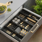 GlideStore Expandable Kitchen Drawer Organiser – Pull-Out Dish & Cutlery Storage Rack for Cabinets & Countertops
