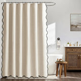 Velouré Scalloped Shower Curtain – Waterproof Luxury Bathroom Curtain | Elegant Wave Edge Design