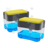 CleanPress Soap Dispenser Station – 2-in-1 Kitchen Sponge Holder | Push-Top Sink Organiser