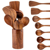 HearthCraft Wooden Utensil Collection – Luxury Cooking Tool Set with Wooden Storage Holder | Eco-Friendly Kitchen Essentials