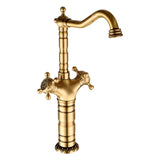 AurelioForge Vintage Etch Mixer – Engraved Antique Brass Faucet | Luxury Bathroom & Kitchen Sink Tap