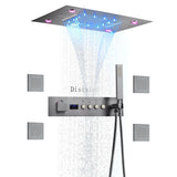 ThermoSlate LED Shower Mixer Valve – Matte Black Brass Thermostatic Control System | Smart Luxury Bathroom Upgrade