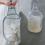 Eloria FlexiStore Foldable Hanging Laundry Basket – Breathable Cotton Mesh Clothes Organiser | Space-Saving Door & Wall-Mounted Laundry Storage Bag