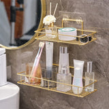 NoirLuxe Bathroom Cup Holder – Black & Gold Wall Organiser | No-Drill Toothbrush & Rinse Cup Rack