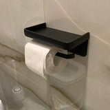 LoftEdge Toilet Roll Holder with Shelf – Aluminium Wall-Mounted Bathroom Organiser | Modern Space-Saving Storage