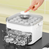 FrostPress 50-Cube Ice Tray & Storage Box – Easy-Release Press Lid | Double-Layer Ice Maker | Reusable Freezer Container